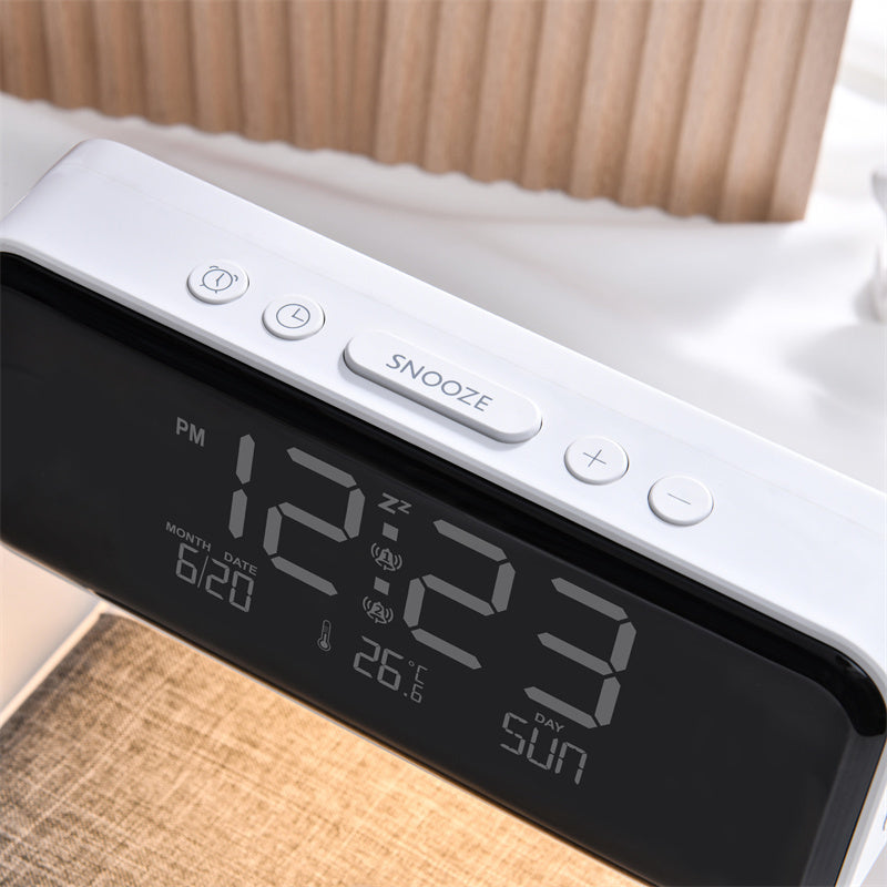 Creative 3 In 1 Bedside Lamp Wireless Charging LCD Screen Alarm Clock  Wireless Phone Charger null