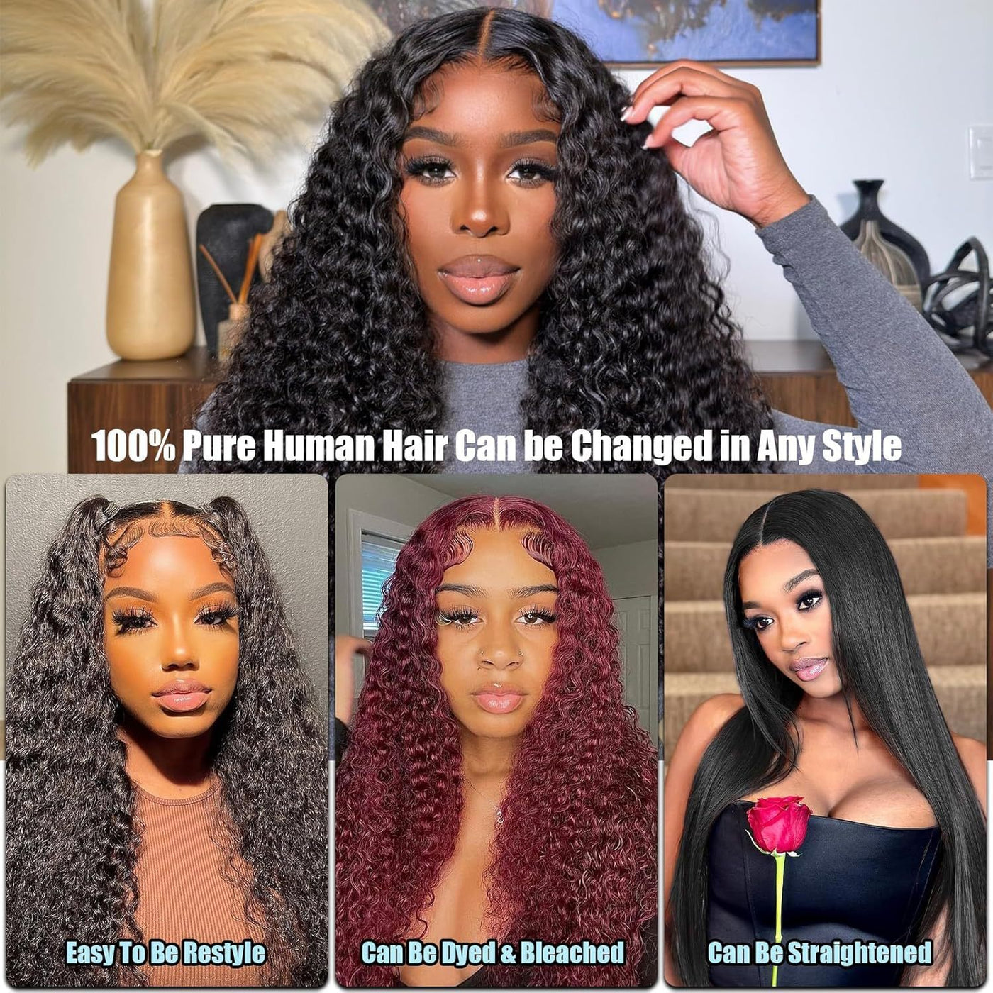 Front Lace Human Hair Wig Deep Wave Human Wigs null
