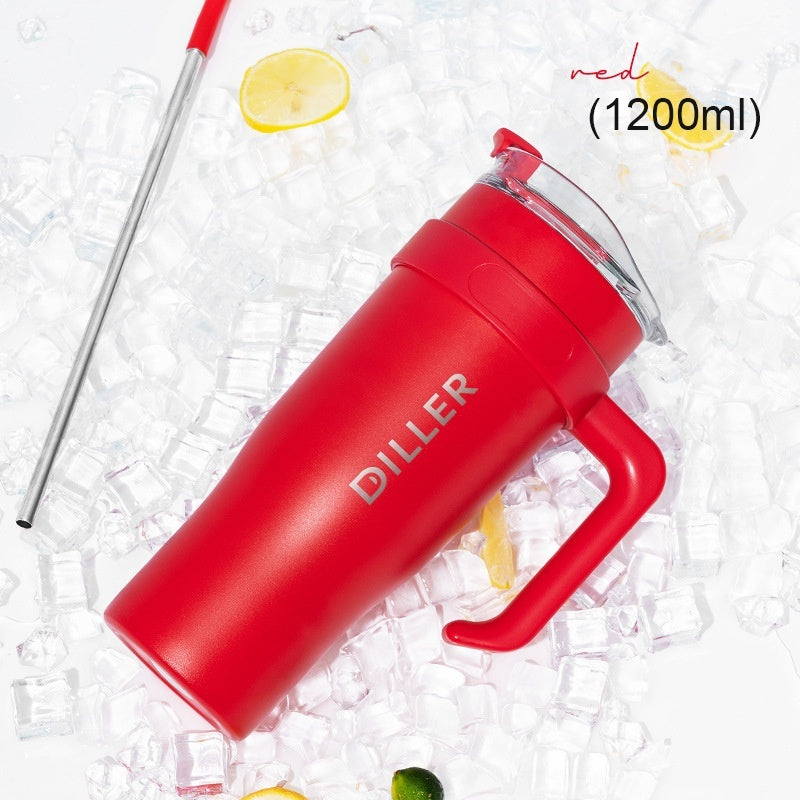 Stainless Steel Handle Car Water Straw Thermal Insulation Cup null