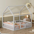 Montessori Floor House Bed with Safety Gate & Guardrails - Morderncharm store