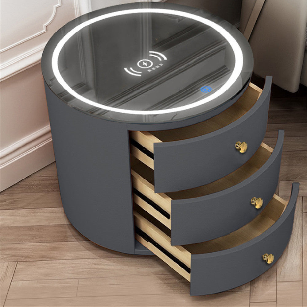 Round Bedside Table Intelligent Multi-function Audio Cabinet null