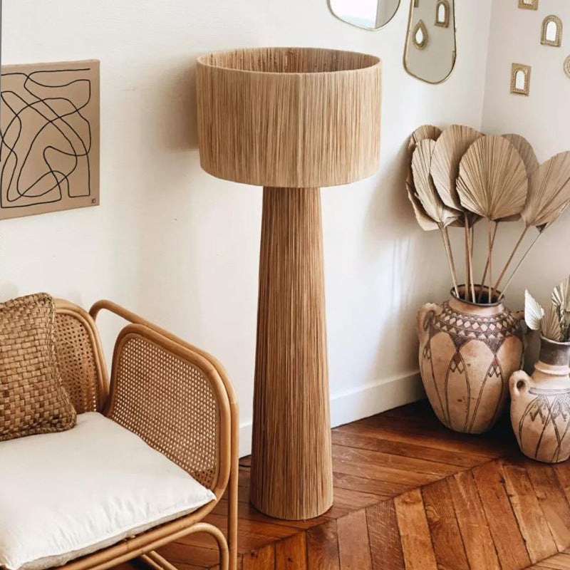 Bedroom Retro Bedside Hand-woven Rattan Table Lamp - Morderncharm store
