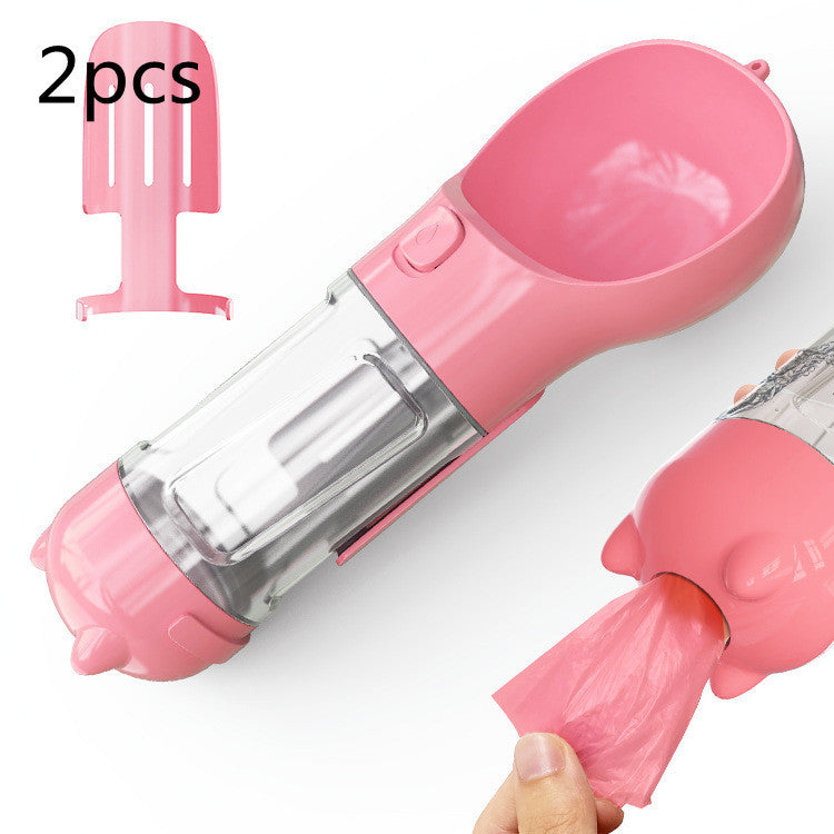 Pet Water Bottle Feeder Bowl Garbage Bag Storage Portable Pet Outdoor Travel 3 In 1 Dog Water Bottle null