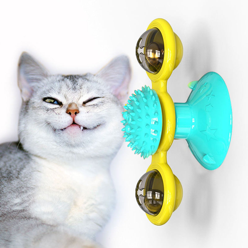 Cat Rotating Windmill Multi-Function Toys Itch Scratching Device Teeth Shining Toy null