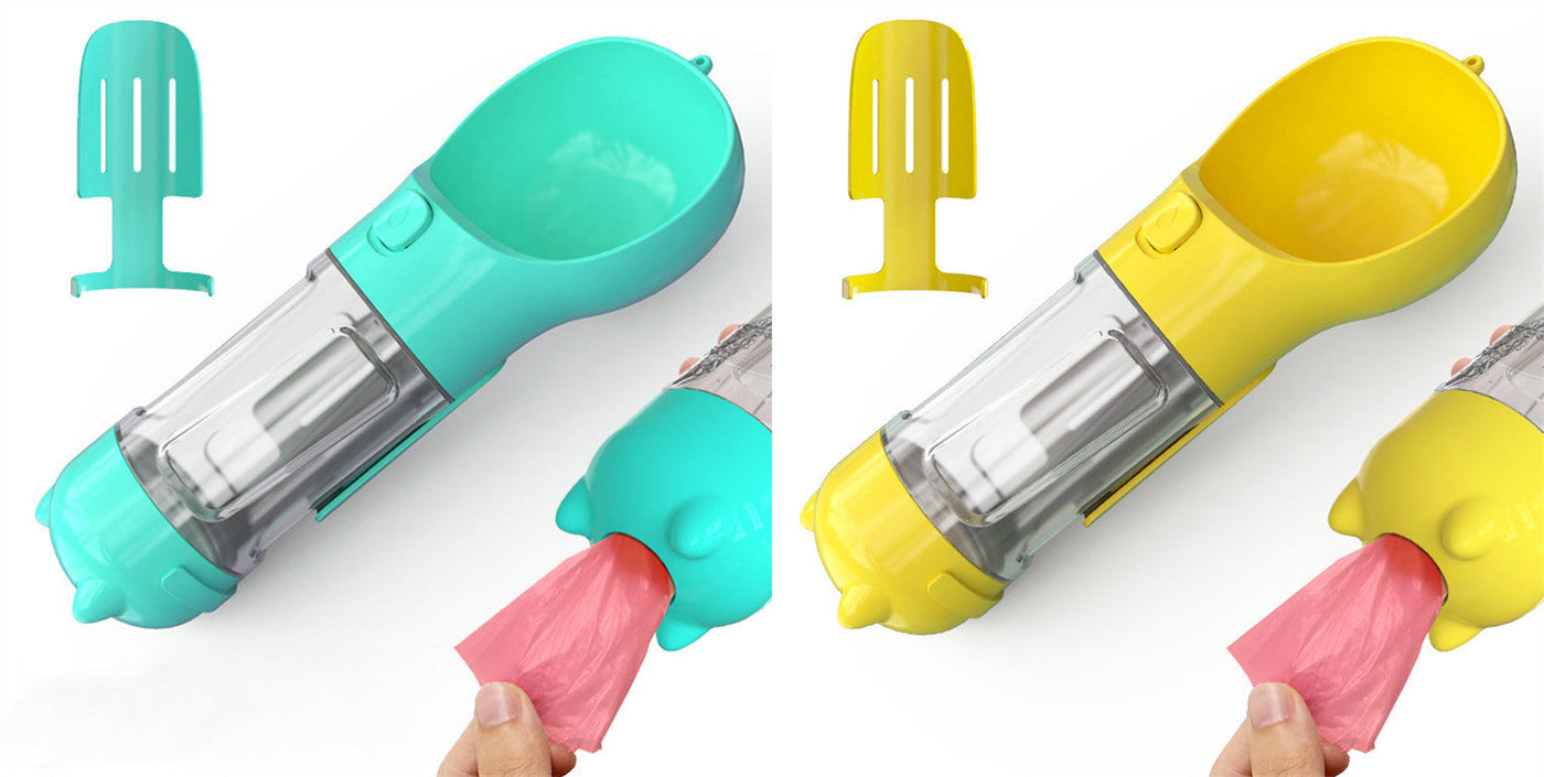 Pet Water Bottle Feeder Bowl Garbage Bag Storage Portable Pet Outdoor Travel 3 In 1 Dog Water Bottle null