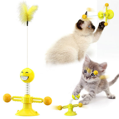 Cat Rotating Windmill Multi-Function Toys Itch Scratching Device Teeth Shining Toy null