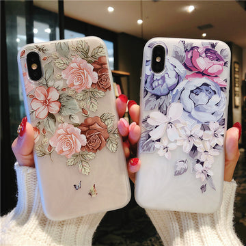 Elegant Floral Embossed & Pressed Flower Phone Case