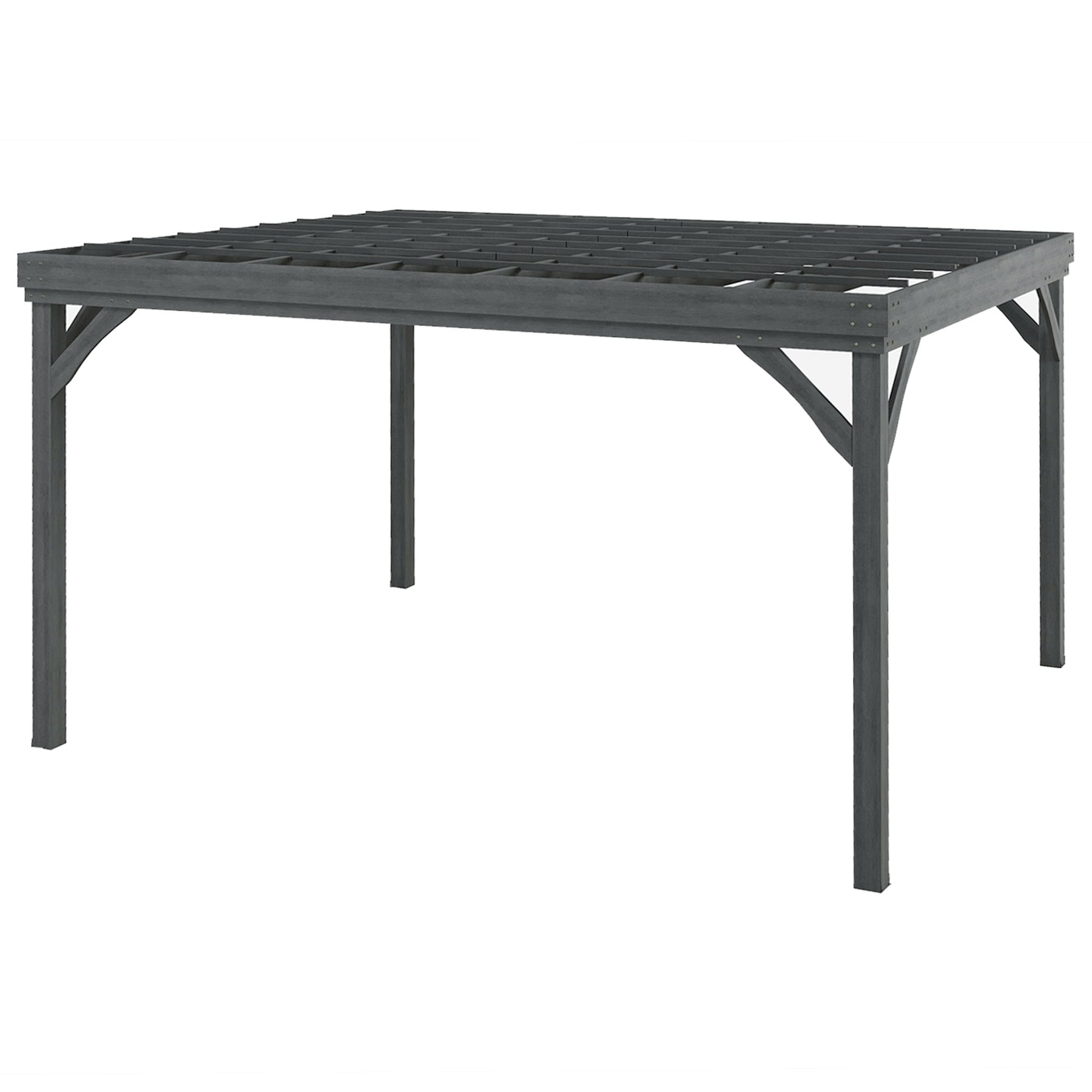 10' x 12' Outdoor Wooden Pergola, Grape Vine Gazebo with Concrete Anchors for Garden, Patio, Backyard, Deck, Gray - Morderncharm store