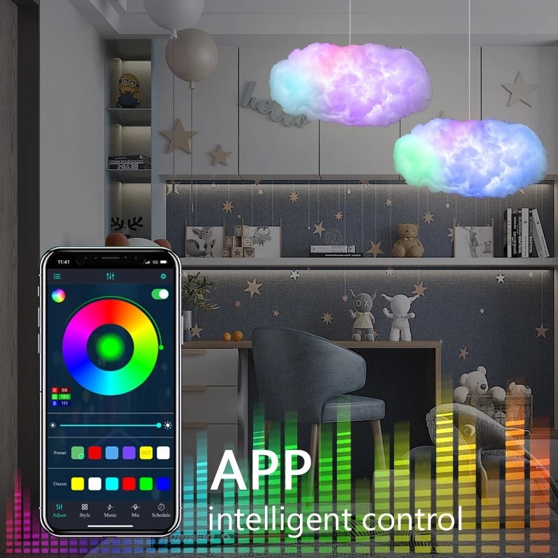 USB Cloud Light APP Control Music Synchronization 3D RGBIC Ambient Light Lightning Simulation Clouds Bedroom Room Light null