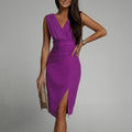 Summer V-neck Sleeveless Split Dress Fashion Slim High Waist Party Club Clothing For Women null