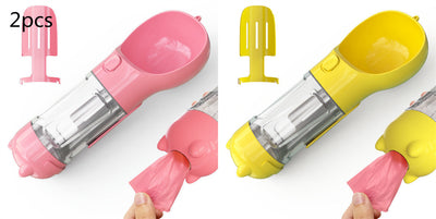 Pet Water Bottle Feeder Bowl Garbage Bag Storage Portable Pet Outdoor Travel 3 In 1 Dog Water Bottle null