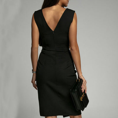 Summer V-neck Sleeveless Split Dress Fashion Slim High Waist Party Club Clothing For Women null