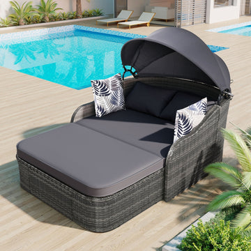 Luxury Outdoor Wicker Daybed with Canopy
