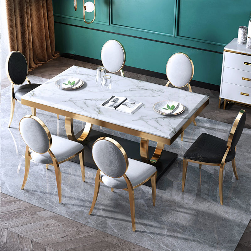 Modern Household Simple Slate Dining Table And Chair Combination null