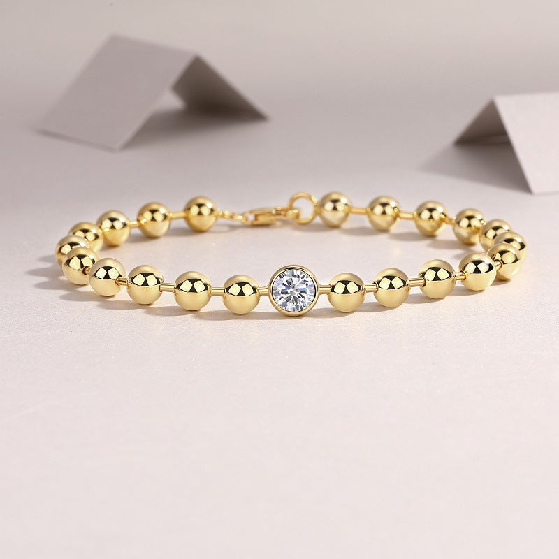 Women's Moissanite chain bracelet with ins style design, featuring sparkling moissanite stones on a delicate silver chain.