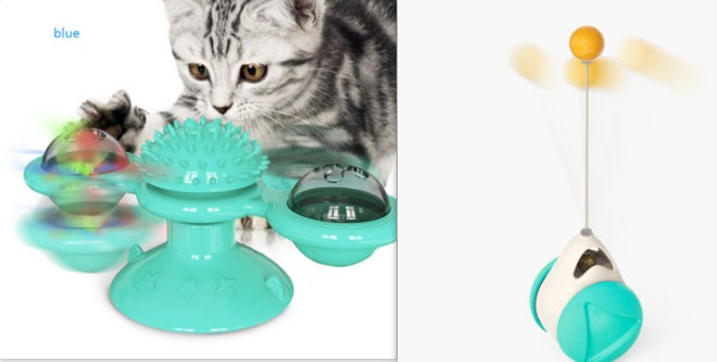 Cat Rotating Windmill Multi-Function Toys Itch Scratching Device Teeth Shining Toy null