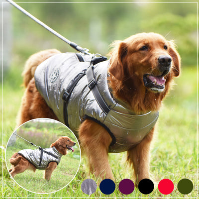 Waterproof Dog Clothes Winter Dog Coat With Harness Warm Pet Clothing Big Dog Jacket Chihuahua Labrador Coat Costume null