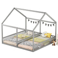Twin Size Double Montessori House Bed with Shared Guardrails - Morderncharm store