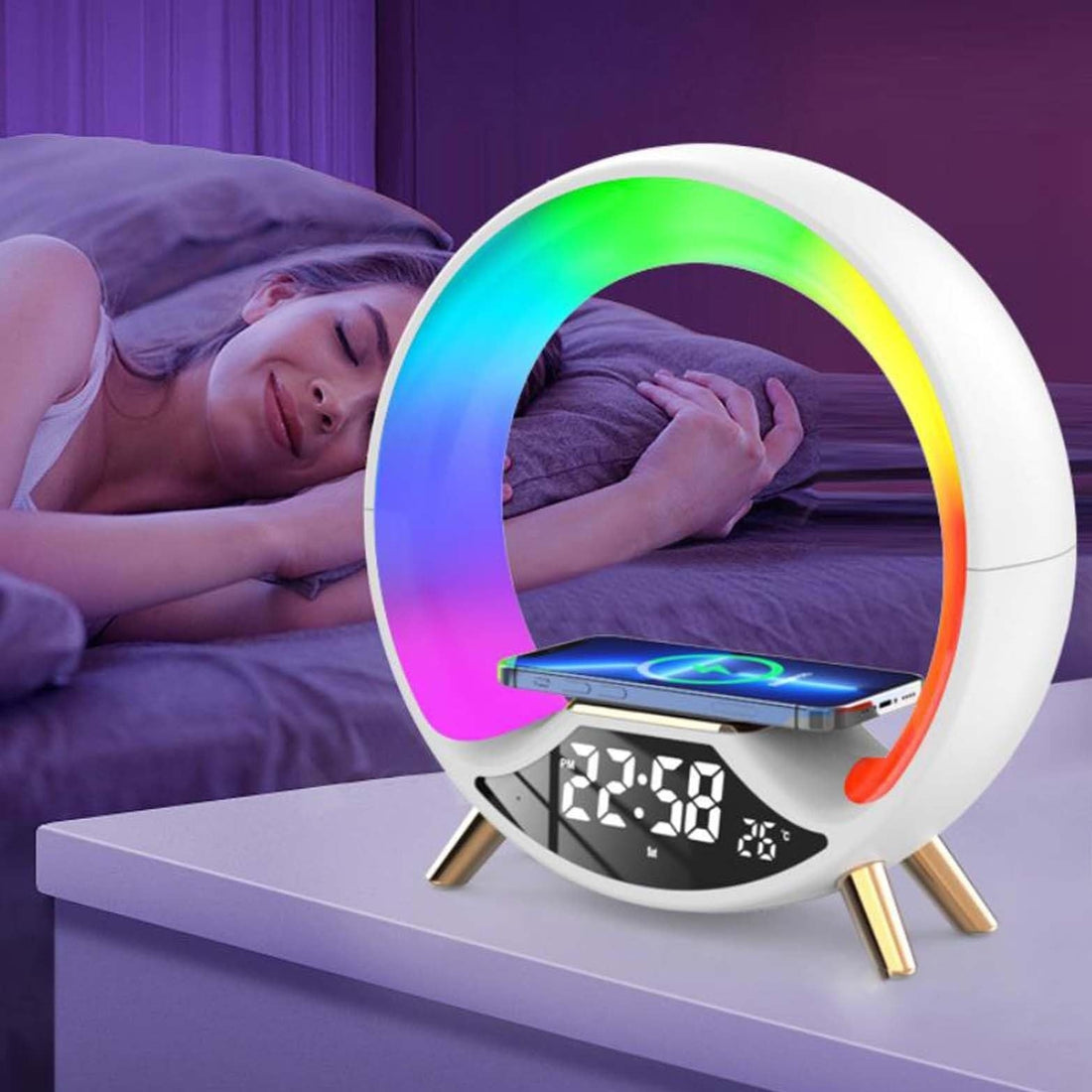 O Light Three In One Wireless Charging Multifunctional Bluetooth Speaker Night Light null