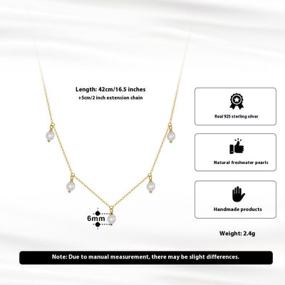 S925 Sterling Silver Necklace Natural Freshwater Pearl null