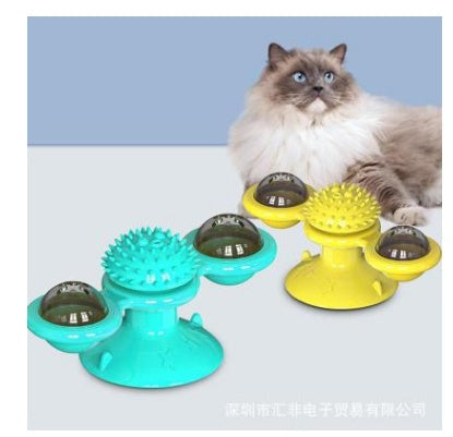 Cat Rotating Windmill Multi-Function Toys Itch Scratching Device Teeth Shining Toy null
