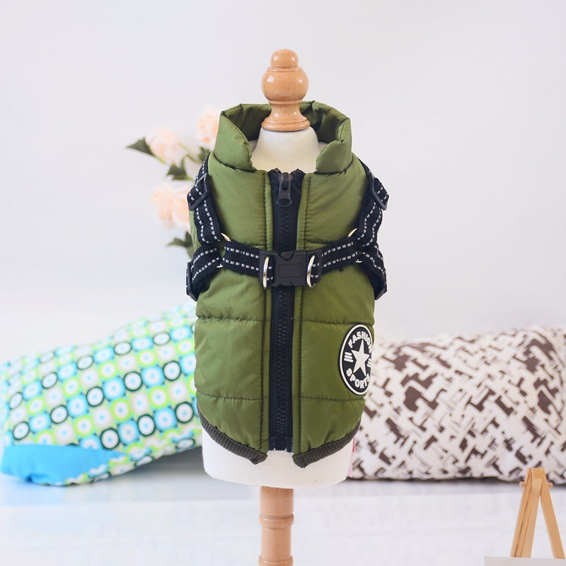 Waterproof Dog Clothes Winter Dog Coat With Harness Warm Pet Clothing Big Dog Jacket Chihuahua Labrador Coat Costume null