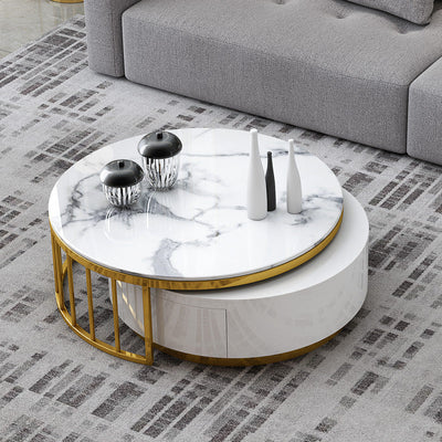 Fashion Net Red Marble Round Coffee Table null