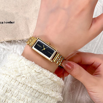 Elegant Rectangular Gold-Tone Bracelet Watch
