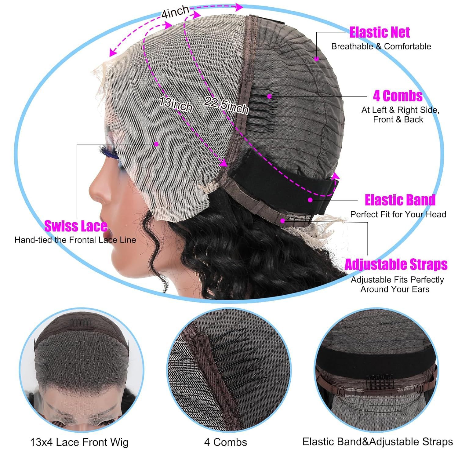 Front Lace Human Hair Wig Deep Wave Human Wigs null