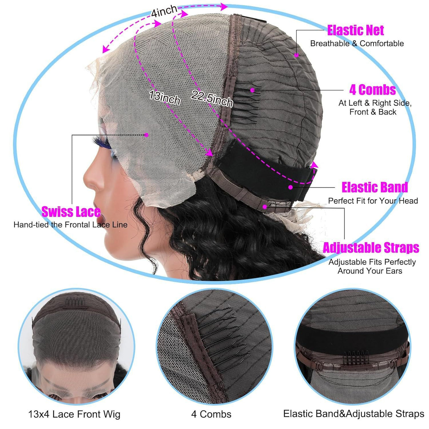 Front Lace Human Hair Wig Deep Wave Human Wigs null