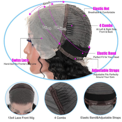 Front Lace Human Hair Wig Deep Wave Human Wigs null