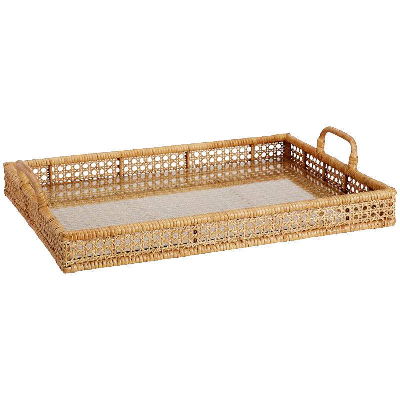 Tea Table Storage Rattan Desktop Storage Box Tray null