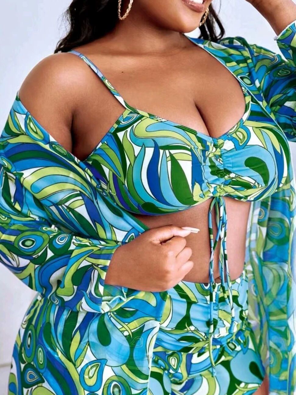 Women's Floral Swimsuit Bikini Three-piece Set null