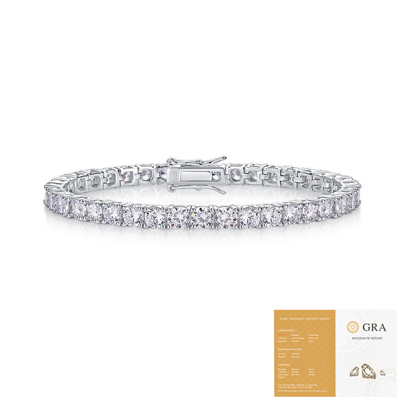 Tennis Chain 925 Silver Plated 30 Points Moissanite Bracelet