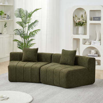 Chenille Curved Sectional Sofa With 2 Pillows,Curved Symmetrical Modular Semi Circular Sofa Sectional For Bedroom, Living Room, Office For Leisure Or Nap, Reading Room, And Lobby - Morderncharm store