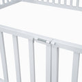 Twin modern wood house bed frame with a cozy house-shaped headboard and sturdy wooden construction for kids' bedroom decor.