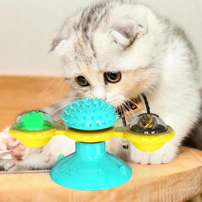 Cat Rotating Windmill Multi-Function Toys Itch Scratching Device Teeth Shining Toy null