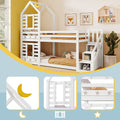 Wooden House Bunk Bed with Storage Stairs & Playhouse Frame - Morderncharm store