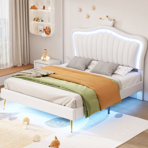 Modern Princess Crown Upholstered Bed - Morderncharm store