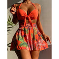 Printed Beach Dress Bikini Three Piece Fashion null