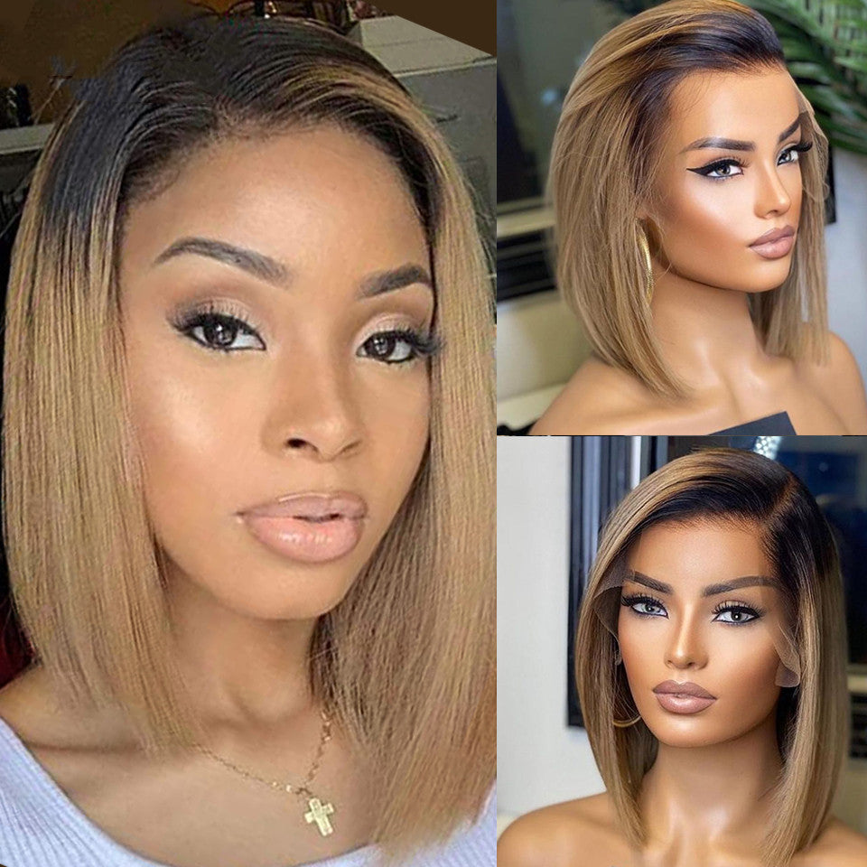 Lace Front Human Hair Wig Straight Short H Air null