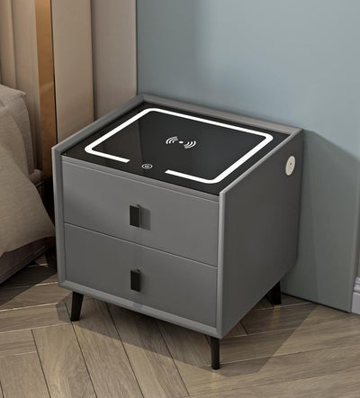 Smart Bedside Table Solid Wood Simplicity Wireless Charging Bedside Cabinet null