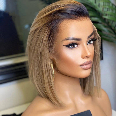 Lace Front Human Hair Wig Straight Short H Air null