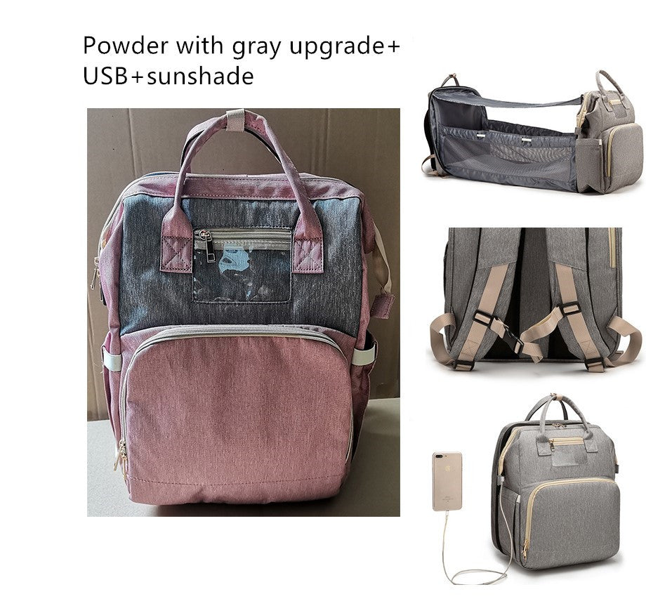 USB Charging Version Mommy Bed Backpack Folding Large Capacity Multi-function null