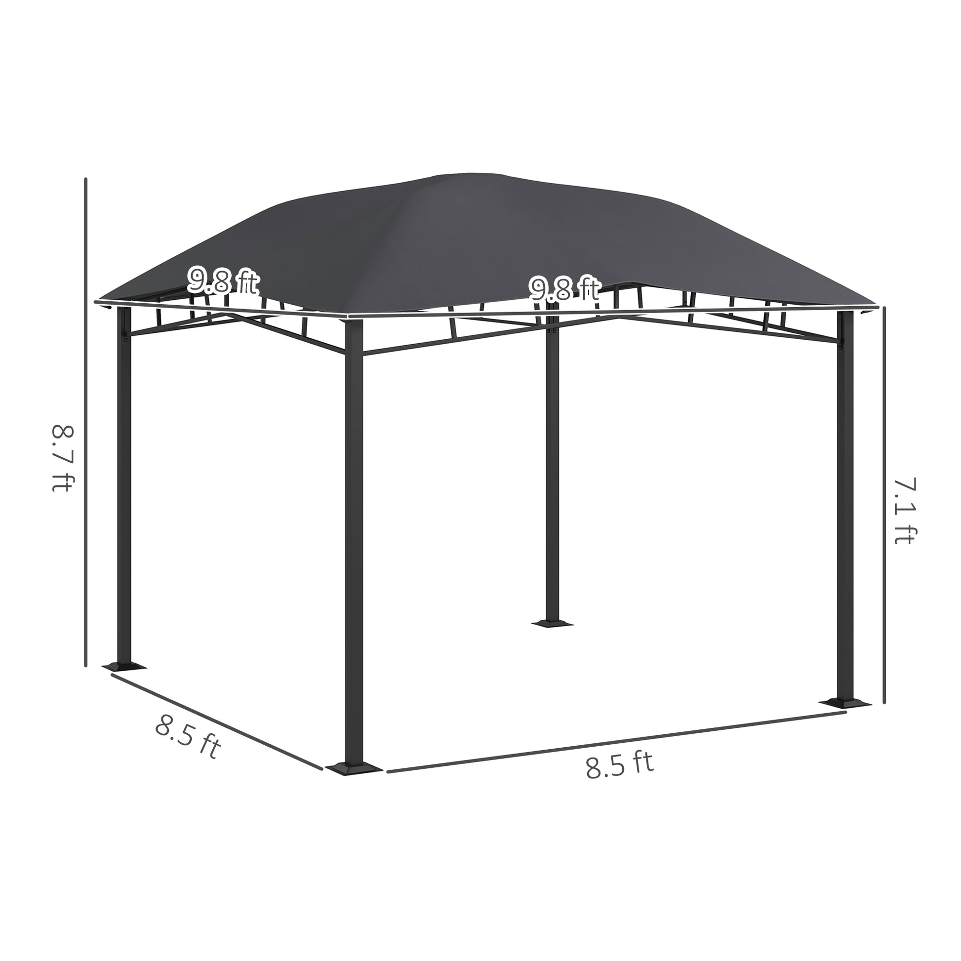 10' x 10' outdoor soft top patio gazebo with geometric roof, featuring fabric canopy and sturdy frame for outdoor shade.