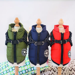 Waterproof Dog Clothes Winter Dog Coat With Harness Warm Pet Clothing Big Dog Jacket Chihuahua Labrador Coat Costume null