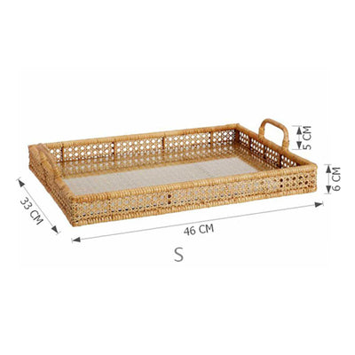 Tea Table Storage Rattan Desktop Storage Box Tray null