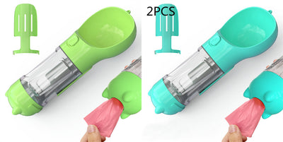 Pet Water Bottle Feeder Bowl Garbage Bag Storage Portable Pet Outdoor Travel 3 In 1 Dog Water Bottle null