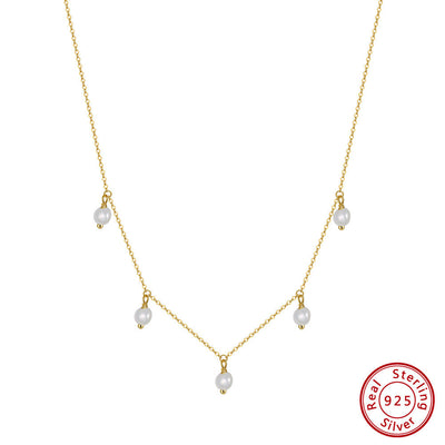 S925 Sterling Silver Necklace Natural Freshwater Pearl null