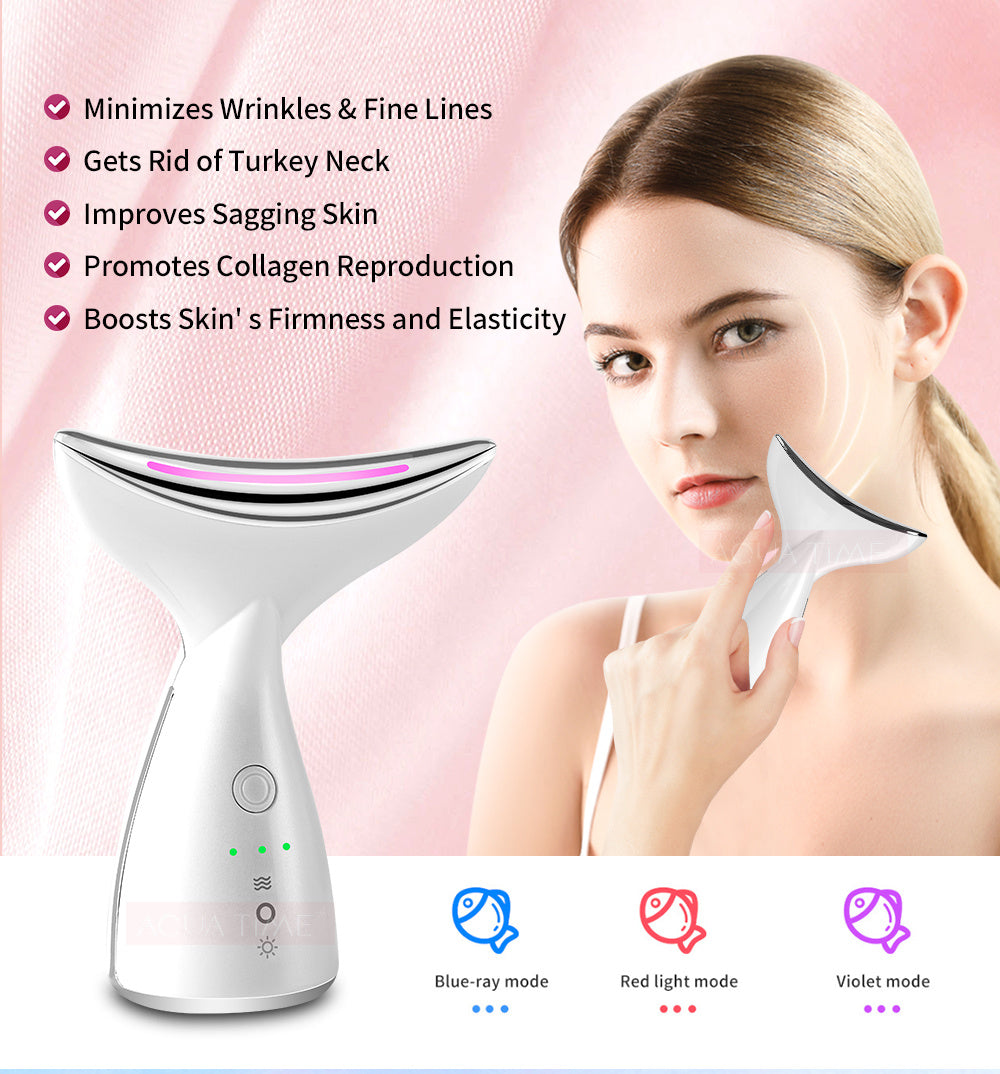 EMS Microcurrent Neck Face Beauty Device With 3 Colors LED Photon Therapy Skin Tighten Reduce Double Chin Face Lifting Devices null